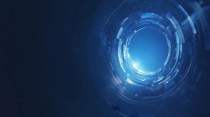 Poster - Futuristic Tech Blue Circle, Technology Theme, Biometrics, Digital Identity, Abstract Design