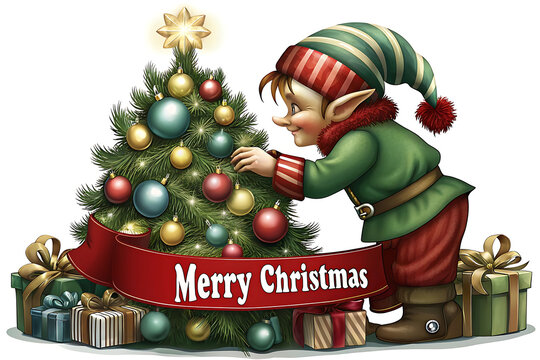 Christmas tree with Merry Christmas tax illustration