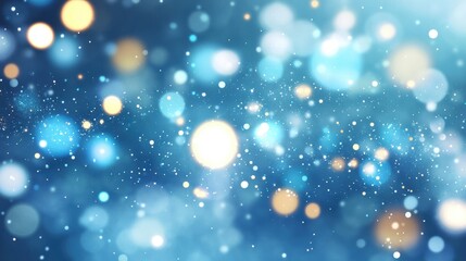 Poster - Soft blue bokeh lights blend together to create a tranquil and enchanting backdrop, ideal for creative projects and celebrations