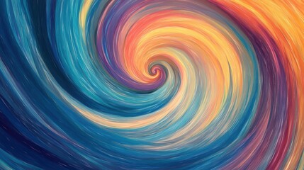 Poster - A mesmerizing swirl of colors forms a captivating vortex, blending hues of blue, orange, and yellow in a harmonious dance of abstraction