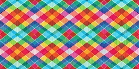 Poster - Vibrant Checkered Pattern with Diagonal Stripes for Modern Art and Design Projects - Perfect for Home Decor, Textiles, and Graphic Design Applications
