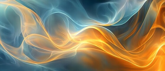 Poster - A mesmerizing abstract image showcasing fluid lines of blue and orange, creating a sense of movement and dynamic energy, perfect for creative projects.