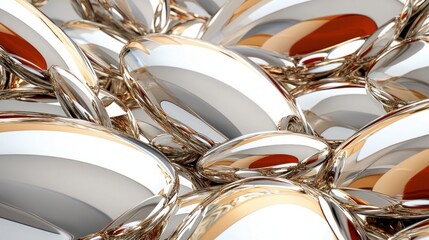 Poster - Abstract Chrome Metal Texture Background Shiny Reflective Luxury 3D Render