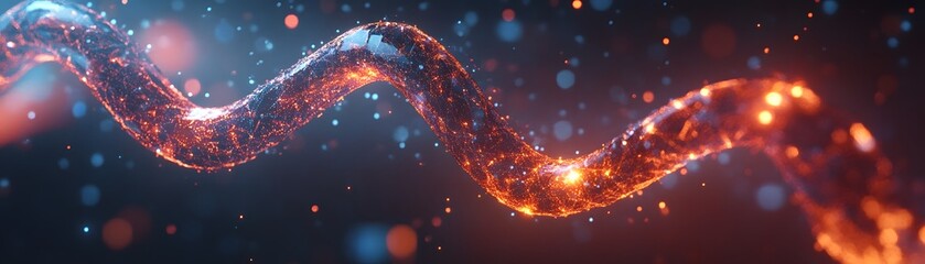 Poster - An abstract wave of vibrant colors and sparks represents energy, innovation, and digital advancements in technology and modern communication.