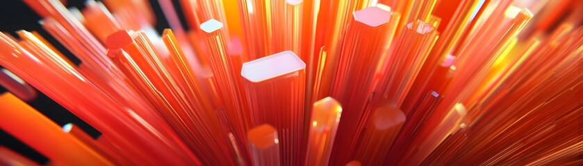 Poster - Vibrant orange abstract background with sharp lines creating a dynamic, energetic look. Suitable for creative projects, technology, or advertising.