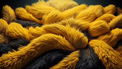 Poster - Abstract texture with black and yellow furry lines