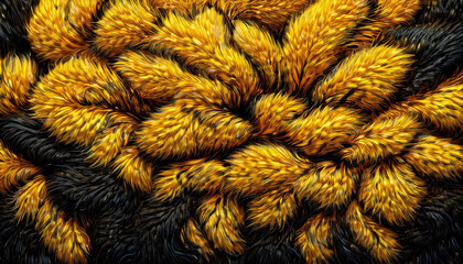 Poster - Abstract texture with black and yellow furry lines
