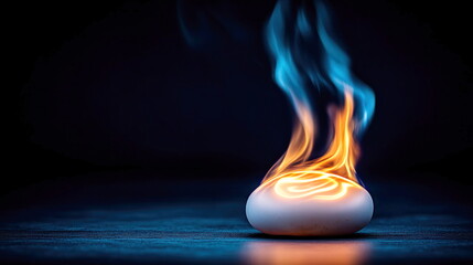 Poster - Fiery Abstract Stone Burning Enigma Mystical Flame Dark Background