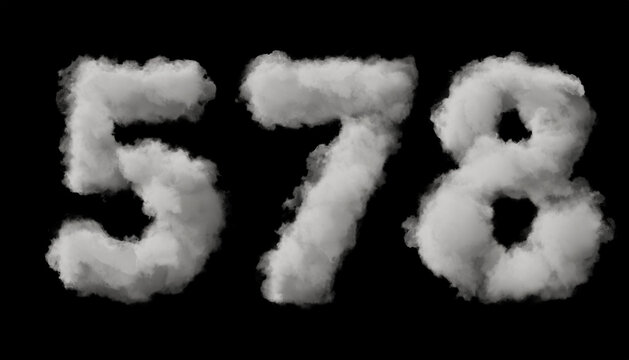 seven, set of numbers made of clouds in a Blue Sky, 3d rendering