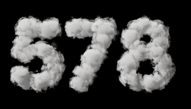 seven, set of numbers made of clouds in a Blue Sky, 3d rendering