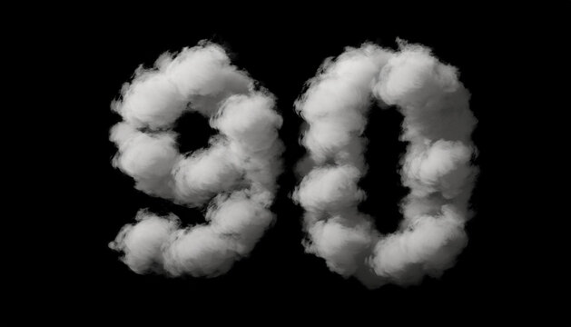seven, set of numbers made of clouds in a Blue Sky, 3d rendering