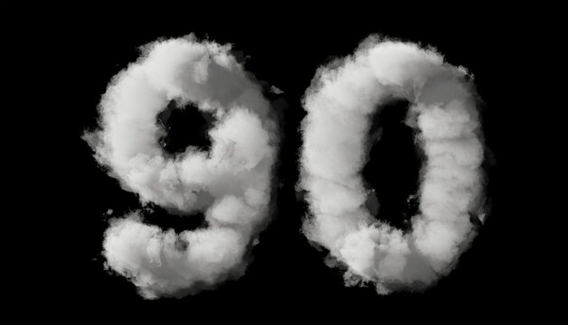 seven, set of numbers made of clouds in a Blue Sky, 3d rendering