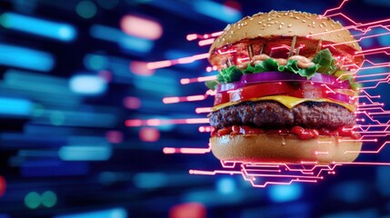 Aufkleber - Delicious Burger Digital Food Technology Circuit Board Fast Food