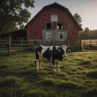 © Fiaz - A cow grazing near a cozy farmhouse in a rural setting.
