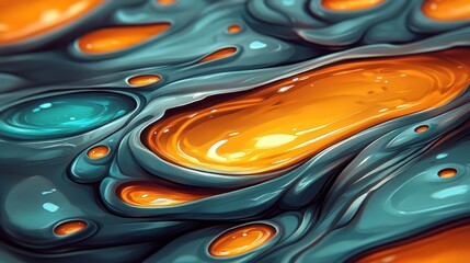 Aufkleber - Abstract Teal and Orange Liquid Texture Background Design
