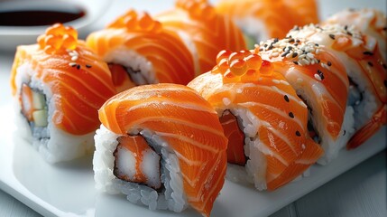 Poster - Sushi set, isolated white background.