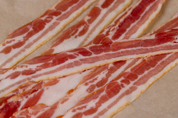 Wall Mural - fresh thinly sliced pork bacon with meat and bacon