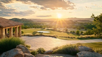 Poster - Discover the serenity of a tranquil countryside retreat where rustic stone cottages are nestled amidst vast untamed landscapes offering a peaceful escape from the hustle and bustle of everyday life