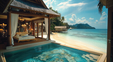 Poster - Luxury house on the beach. Asian.