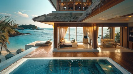 Poster - Luxury house on the beach. Asian.