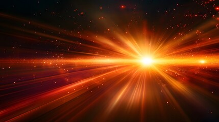 Wall Mural - Bright Orange Light Rays Burst From Center