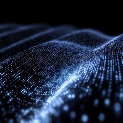 Poster - Futuristic Binary Code Waveform Abstract 3D Digital Wave on Dark Background for Technology