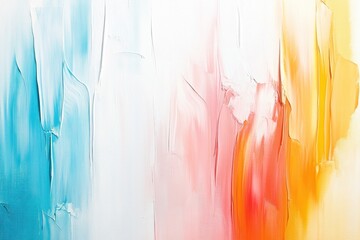 Poster - Colorful abstract oil painting showcases flowing brush strokes in shades of blue, pink, and yellow, creating a sense of movement and harmony in the artwork