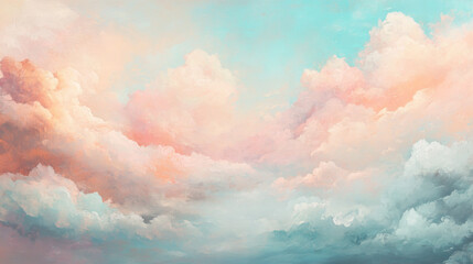 Poster - Dreamy Pastel Sky with Soft Clouds