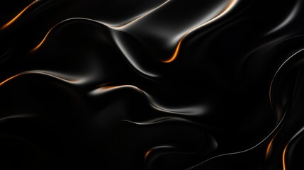 Poster - Dynamic abstract pattern with flowing, liquid-like shapes in shades of black and gold