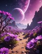 © yuwaree - Cosmic purple flowers blooming on a distant alien world, extraterrestrial, cosmos, space
