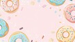 © spyrakot - Whimsical Donut Pattern Birthday Card Template in Pastel Colors for Personalized Messages