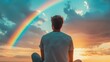 © Attasit - A man motivational speaker includes uplifting rainbow quotes and sayings in his talk, inspiring his audience to find hope after challenges