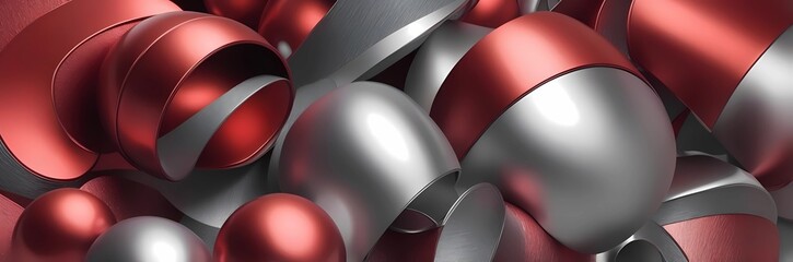 Wall Mural - Abstract metallic premium background with red accents