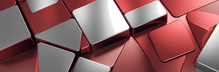 Wall Mural - Abstract metallic premium background with red accents