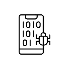 Poster - Cyber attack outline icons, minimalist vector illustration ,simple transparent graphic element .Isolated on white background