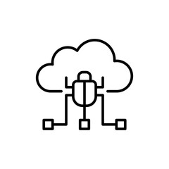 Poster - Cyber attack outline icons, minimalist vector illustration ,simple transparent graphic element .Isolated on white background
