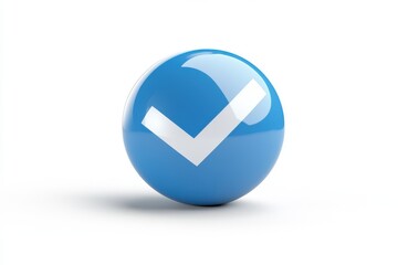 Poster - blue check mark button 3d render icon isolated on a white background