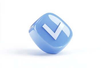 Poster - blue check mark button 3d render icon isolated on a white background