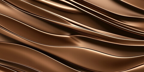 Poster - Smooth bronze alloy texture with flowing wave patterns, creating metallic abstract background