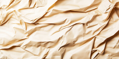 Poster - Crumpled brown kraft paper texture background with soft shadows