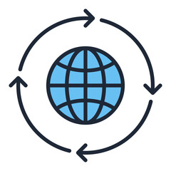 Poster - Arrows and Blue World vector Earth Globe colored icon or logo element
