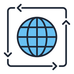 Poster - Earth Globe and Arrows vector blue icon or logo element