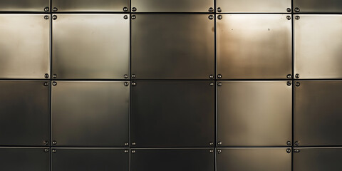 Poster - Sleek metal panel wall with reflective surface and industrial design