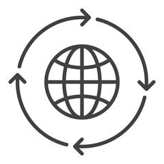 Poster - Arrows around World vector Earth Globe linear icon or symbol
