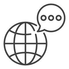 Poster - Earth Globe with Speech Bubble vector thin line icon or symbol