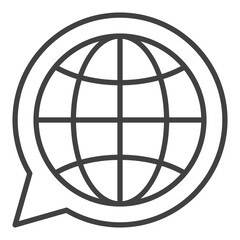 Poster - Speech Bubble with Earth Globe vector World outline icon or symbol