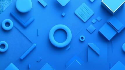 Poster - Abstract blue 3D geometric shapes background.
