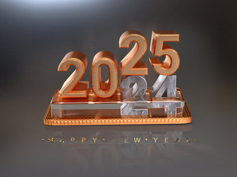 Happy new year 2025 gold text effect banner design
