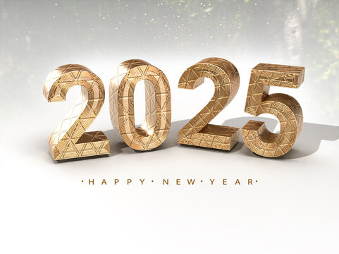 Happy new year 2025 gold text effect banner design