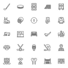 Poster - Ice hockey line icons set